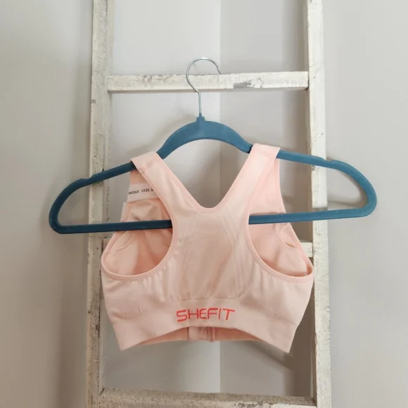SHEFIT womens size small NWT pink front zip lounge seamless sports bra - Picture 4 of 4